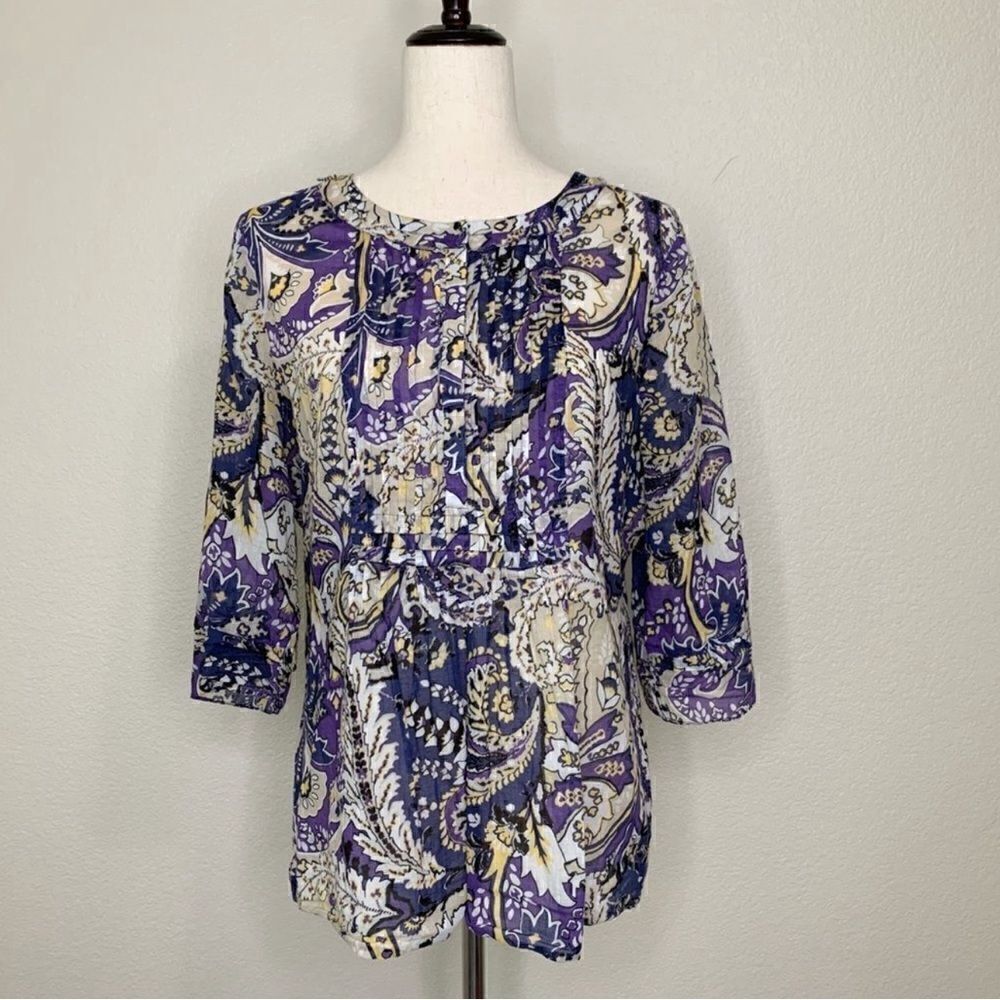 Tahari Size Medium Pleated Women’s Tunic Top, Sz Medium
